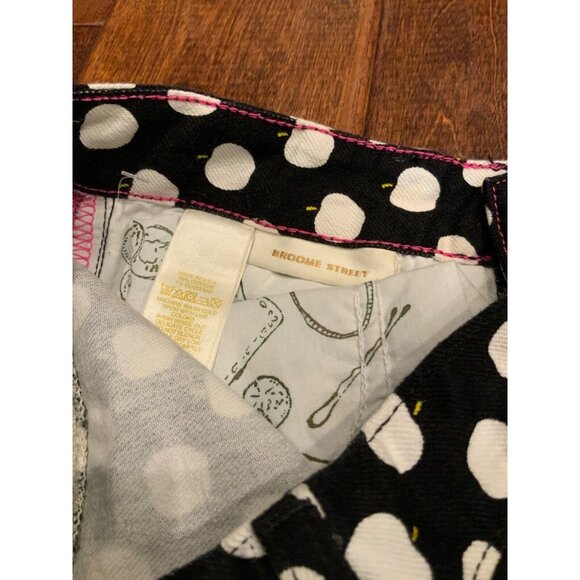 Kate Spade Black With White Apple Pattern "Broome Street” Slim Jeans, Size 24 - Picture 7 of 7